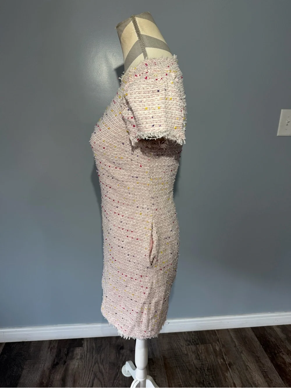 kate spade Pink Tweed Short Sleeve Mini‎ Dress with Multicolor Flecks
